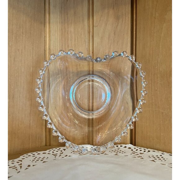 Vintage Imperial Heart Shaped Candlewick Glass Bowl Boopie Clear Glass Bowl - Picture 1 of 6